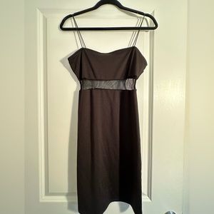 Black bodycon mini dress with mesh detail. Size medium